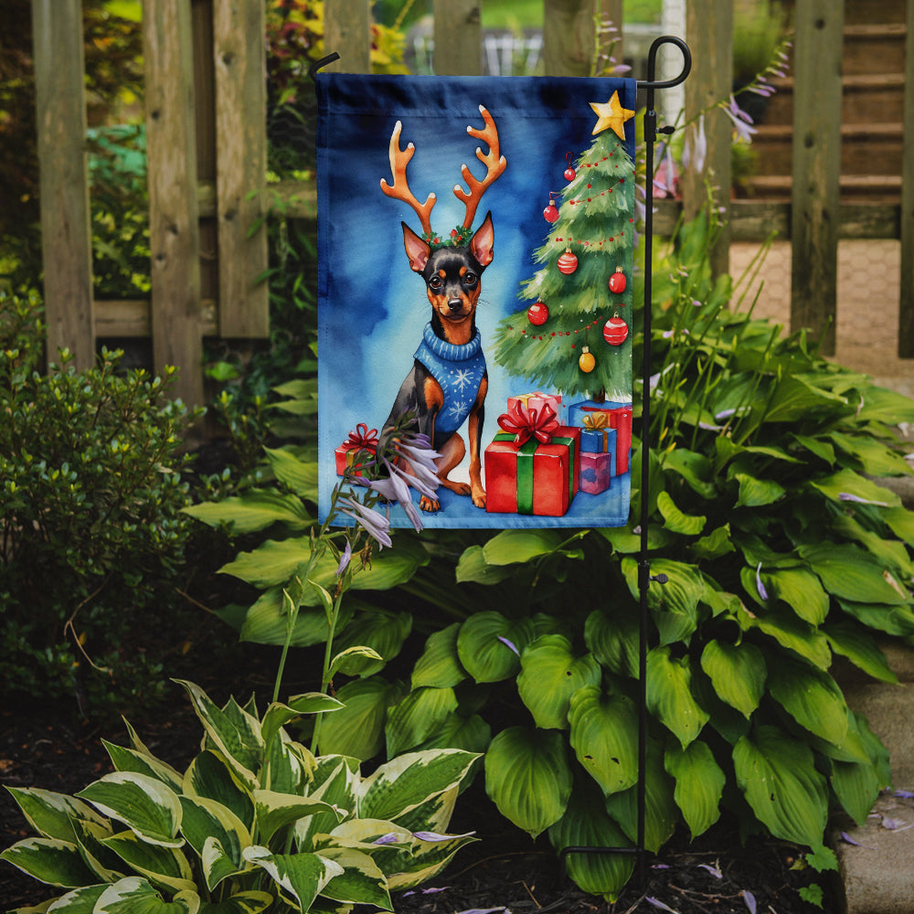 Miniature Pinscher Christmas Reindeer Garden Flag