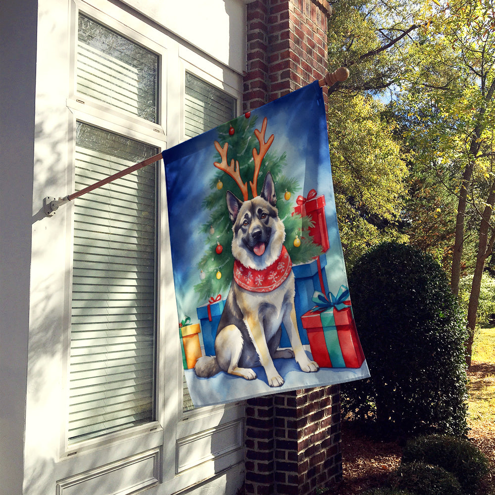 Norwegian Elkhound Christmas Reindeer House Flag