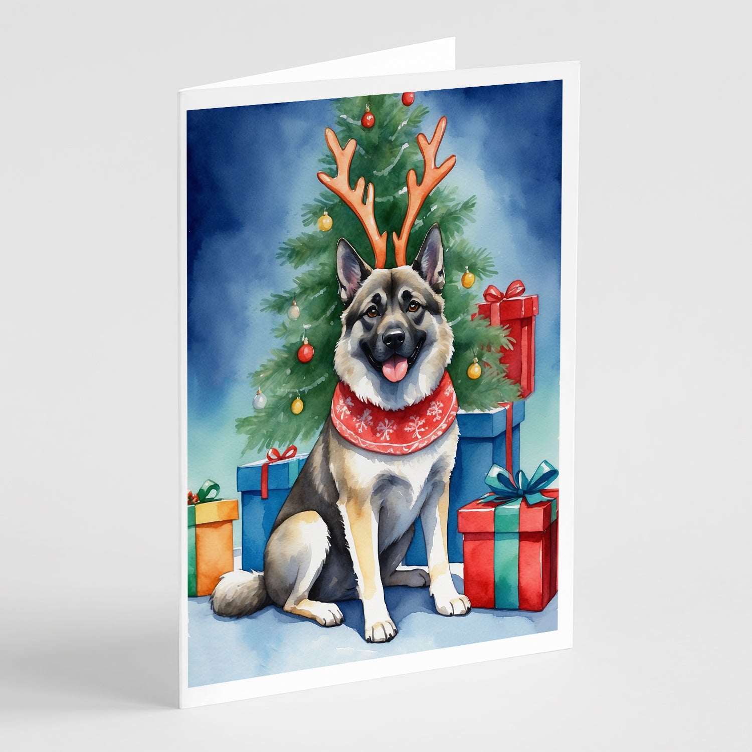 Buy this Norwegian Elkhound Christmas Reindeer Greeting Cards Pack of 8