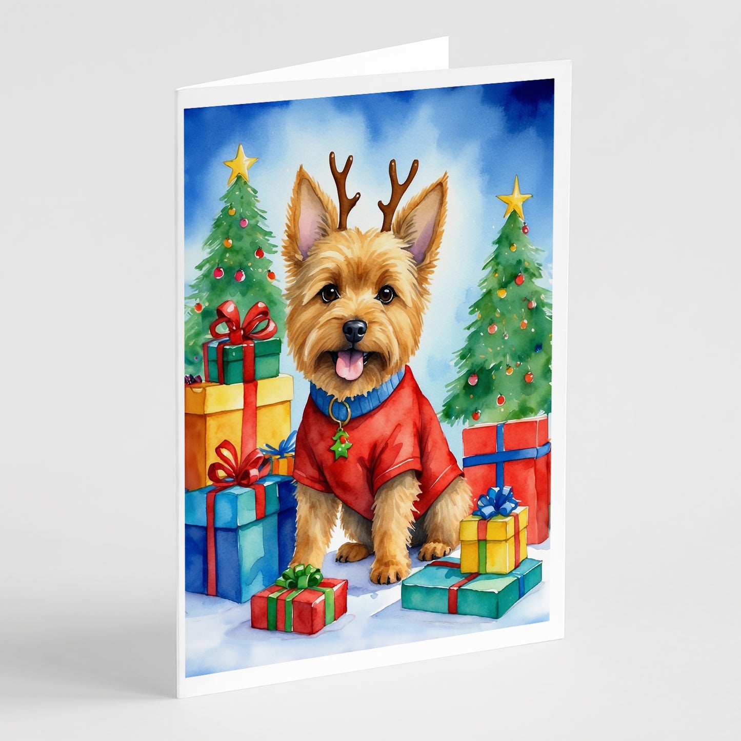 Buy this Norwich Terrier Christmas Reindeer Greeting Cards Pack of 8