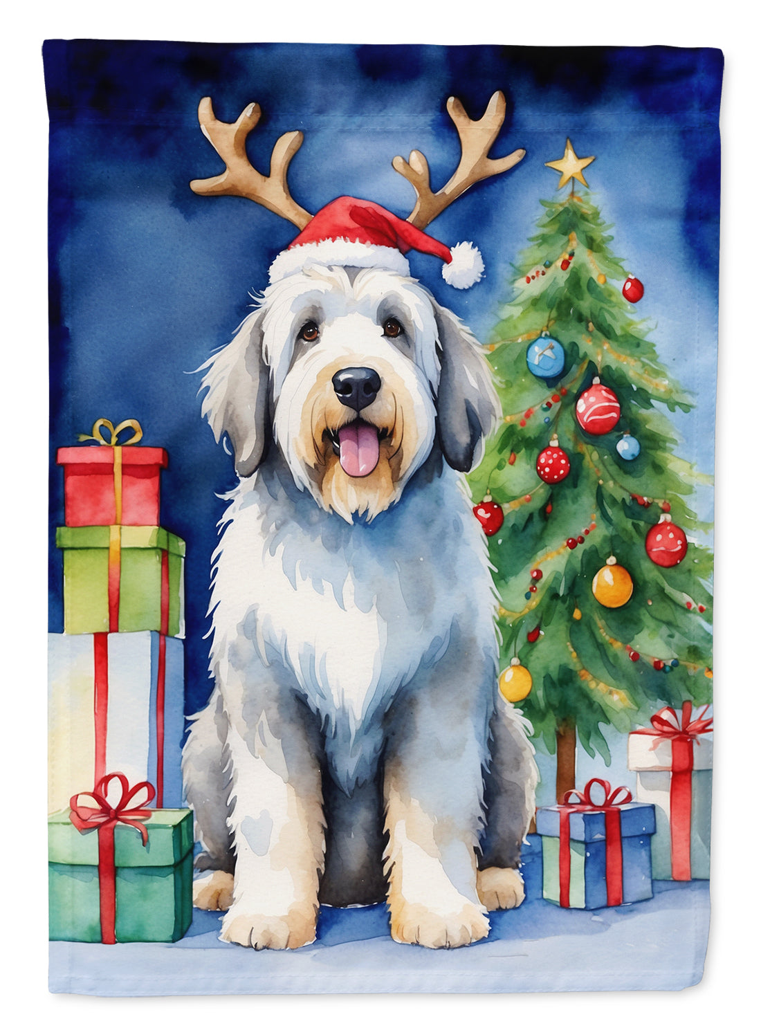 Buy this Old English Sheepdog Christmas Reindeer Garden Flag