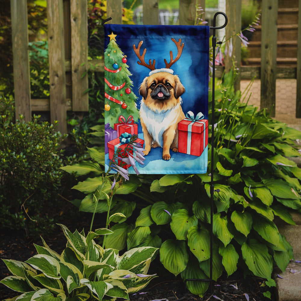 Pekingese Christmas Reindeer Garden Flag