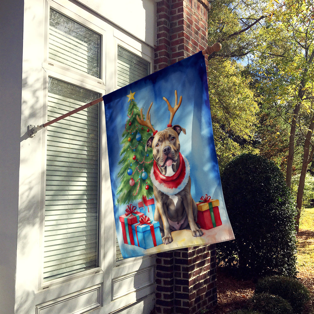 Pit Bull Terrier Christmas Reindeer House Flag