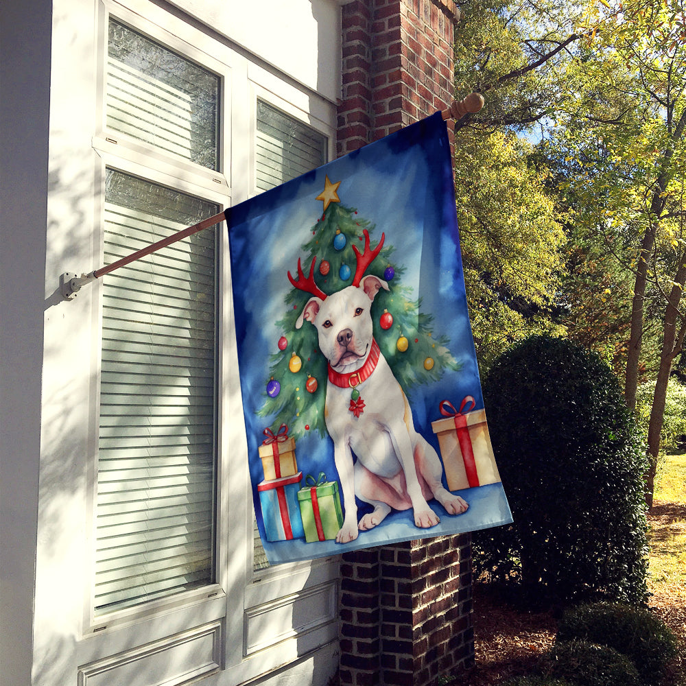 Pit Bull Terrier Christmas Reindeer House Flag