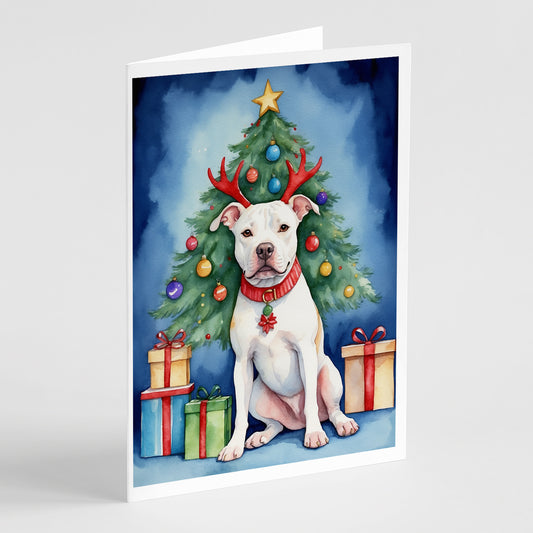 Buy this Pit Bull Terrier Christmas Reindeer Greeting Cards Pack of 8