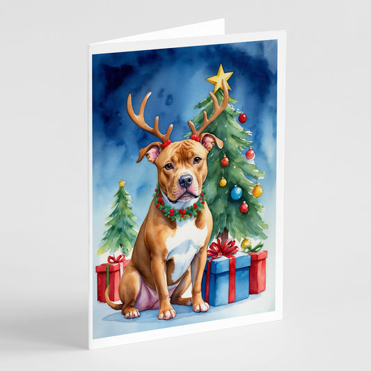 Buy this Pit Bull Terrier Christmas Reindeer Greeting Cards Pack of 8