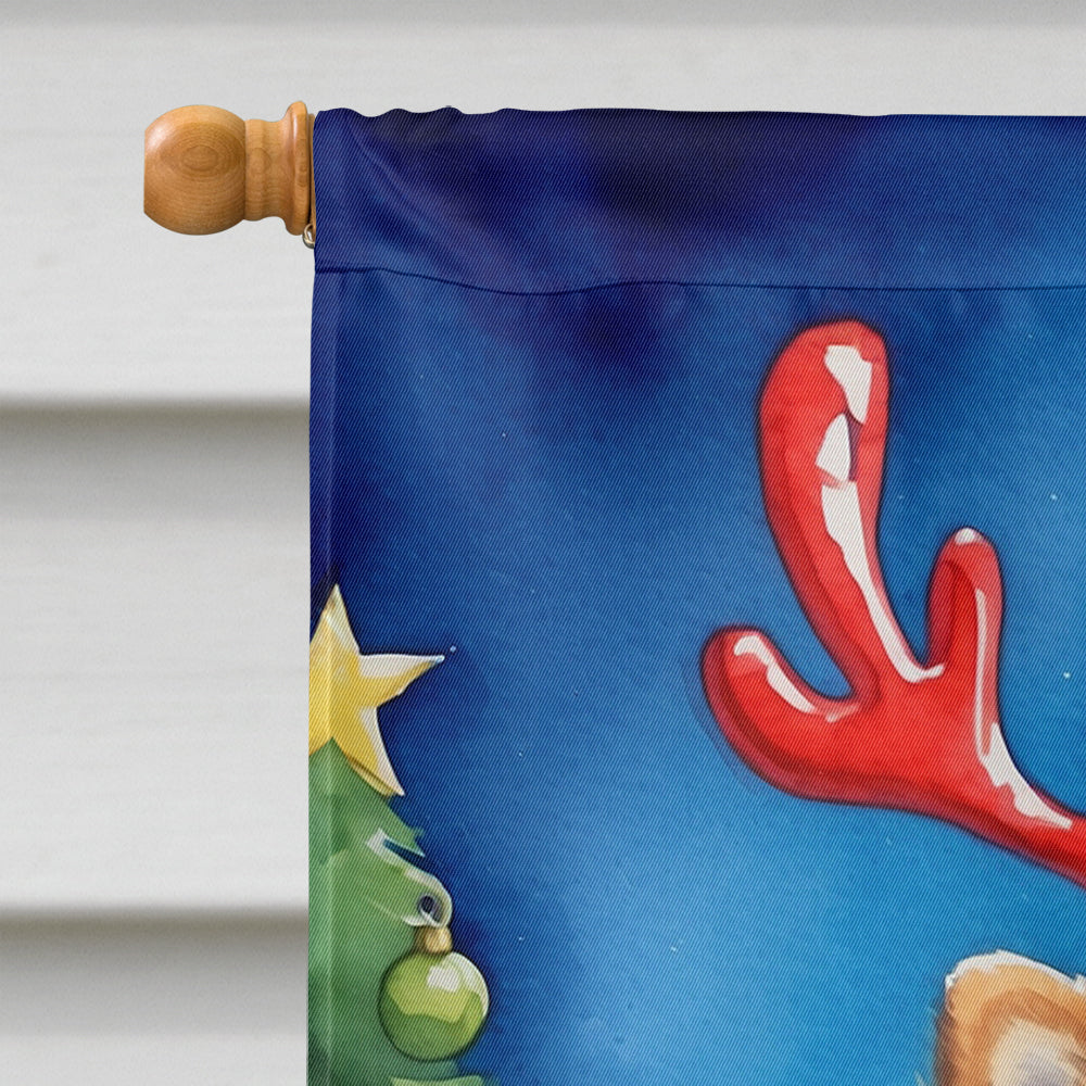 Pomeranian Christmas Reindeer House Flag