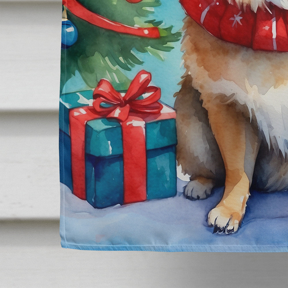 Pomeranian Christmas Reindeer House Flag
