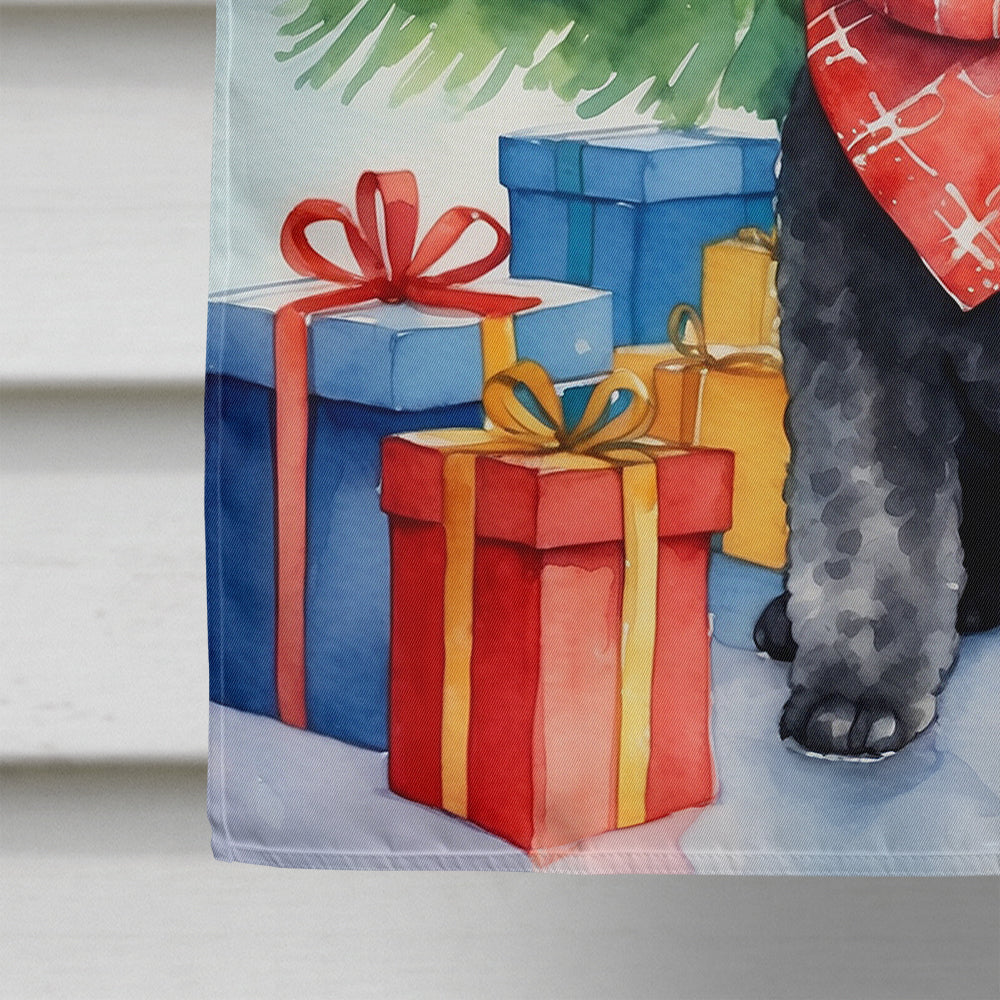 Black Toy Poodle Christmas Reindeer House Flag