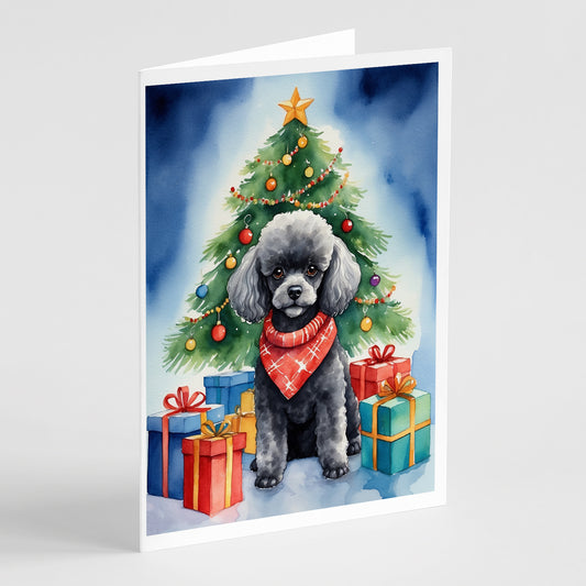 Buy this Black Toy Poodle Christmas Reindeer Greeting Cards Pack of 8