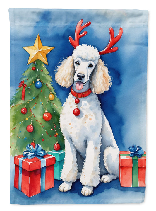 Buy this White Standard Poodle Christmas Reindeer House Flag