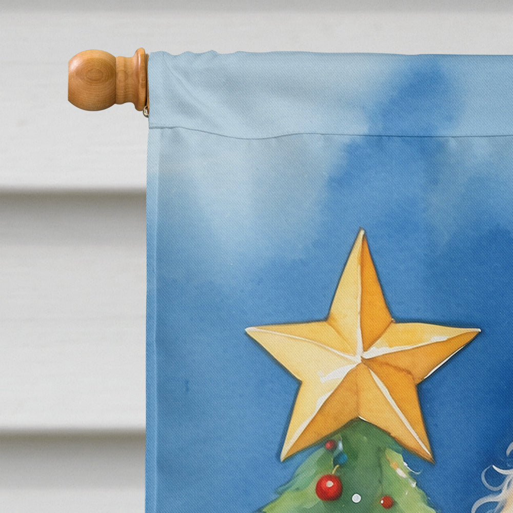 White Standard Poodle Christmas Reindeer House Flag