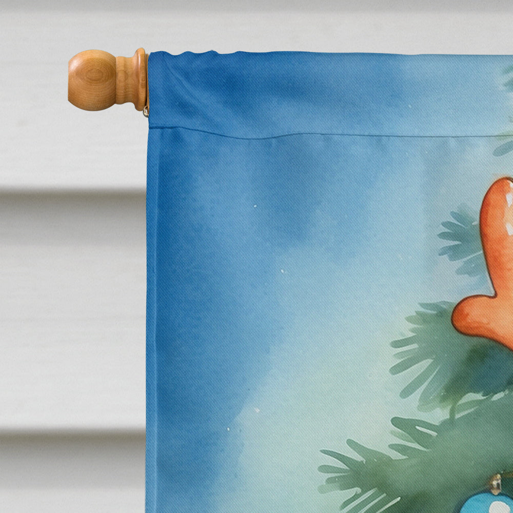 White Toy Poodle Christmas Reindeer House Flag