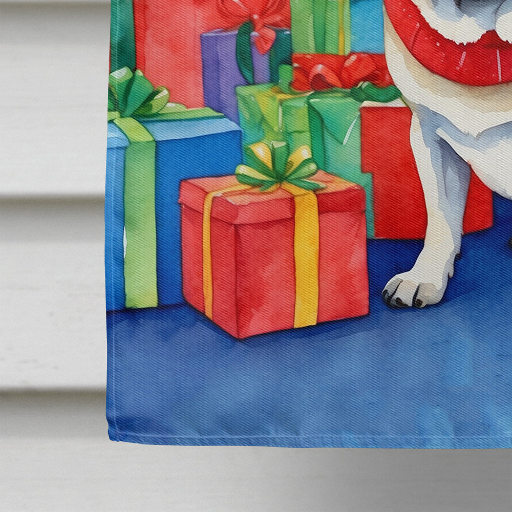 Pug Christmas Reindeer House Flag