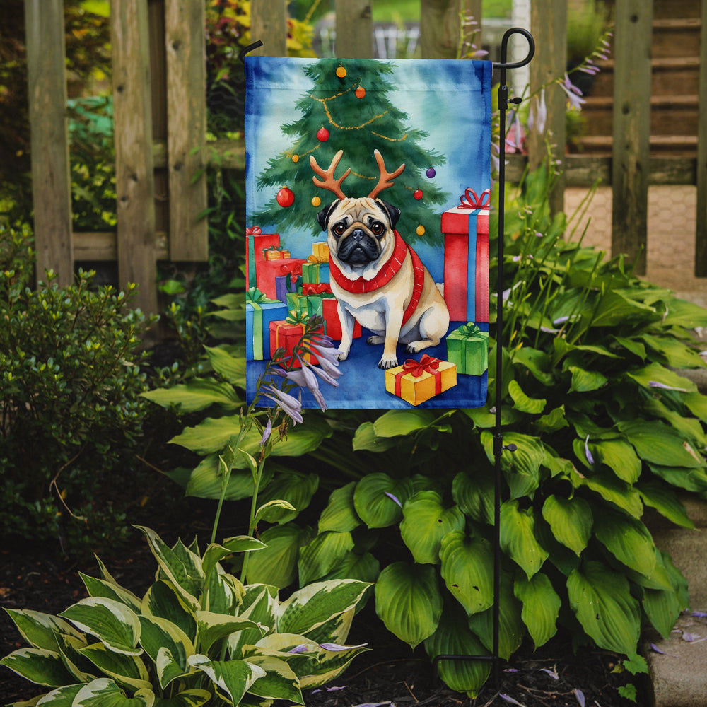 Pug Christmas Reindeer Garden Flag