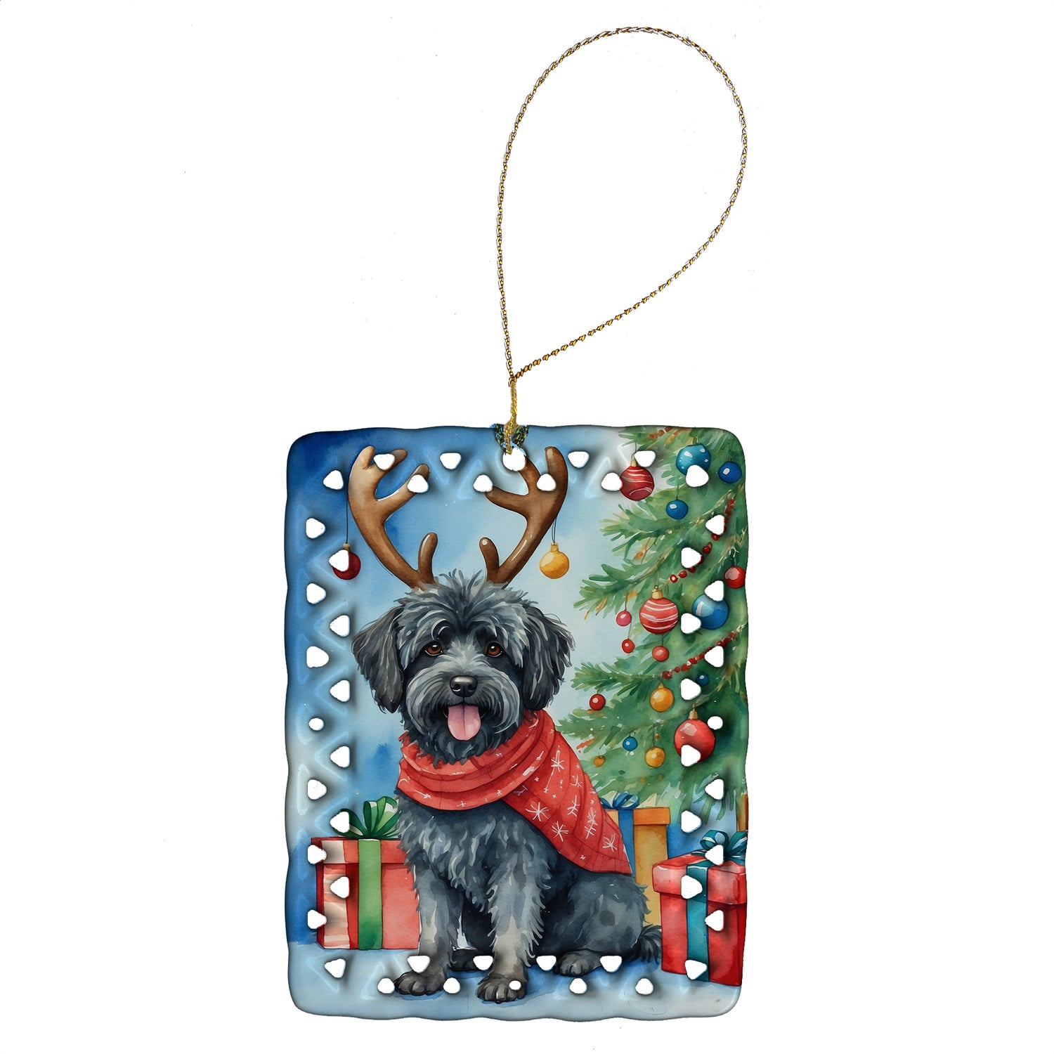 Buy this Puli Christmas Reindeer Porcelain Ornament