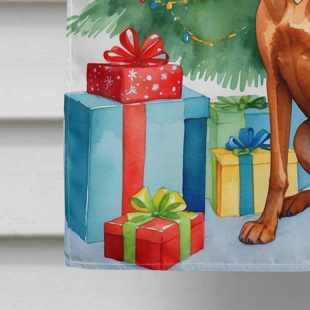 Redbone Coonhound Christmas Reindeer House Flag
