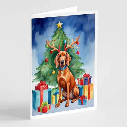 Buy this Redbone Coonhound Christmas Reindeer Greeting Cards Pack of 8