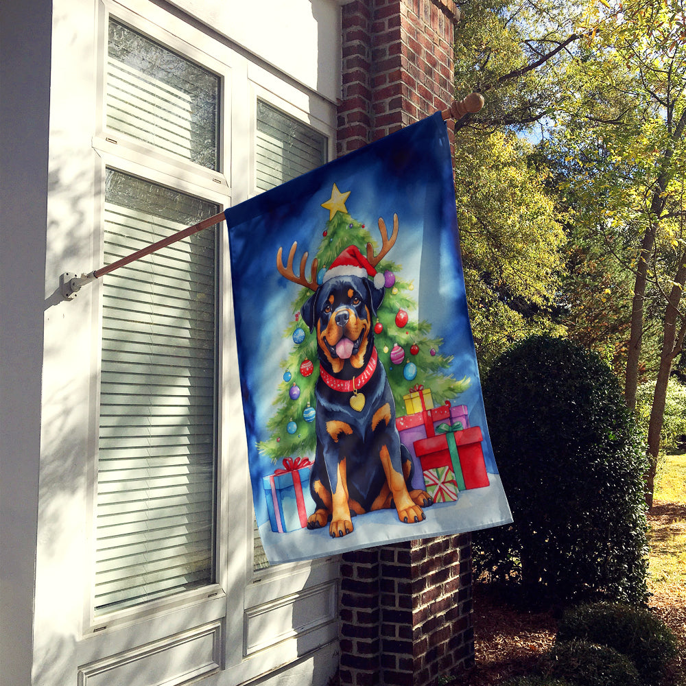 Rottweiler Christmas Reindeer House Flag