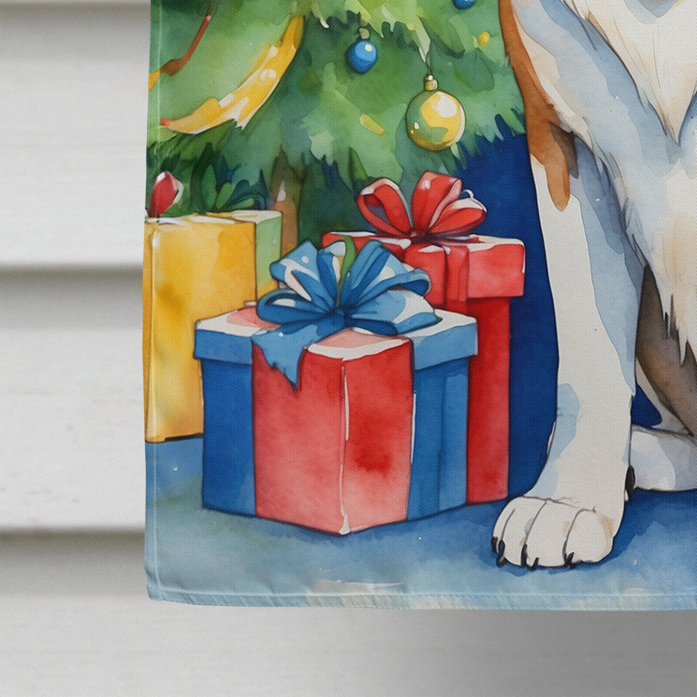 Saint Bernard Christmas Reindeer House Flag