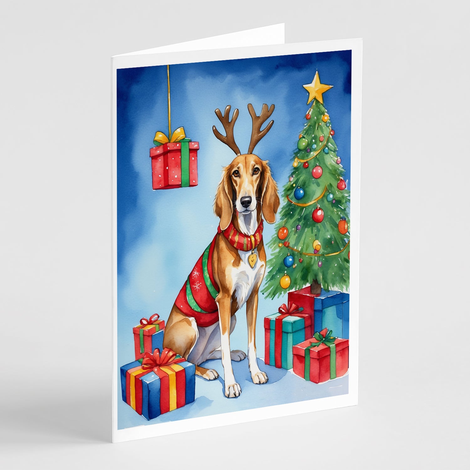 Buy this Saluki Christmas Reindeer Greeting Cards Pack of 8