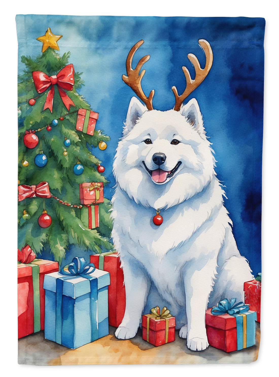 Buy this Samoyed Christmas Reindeer House Flag