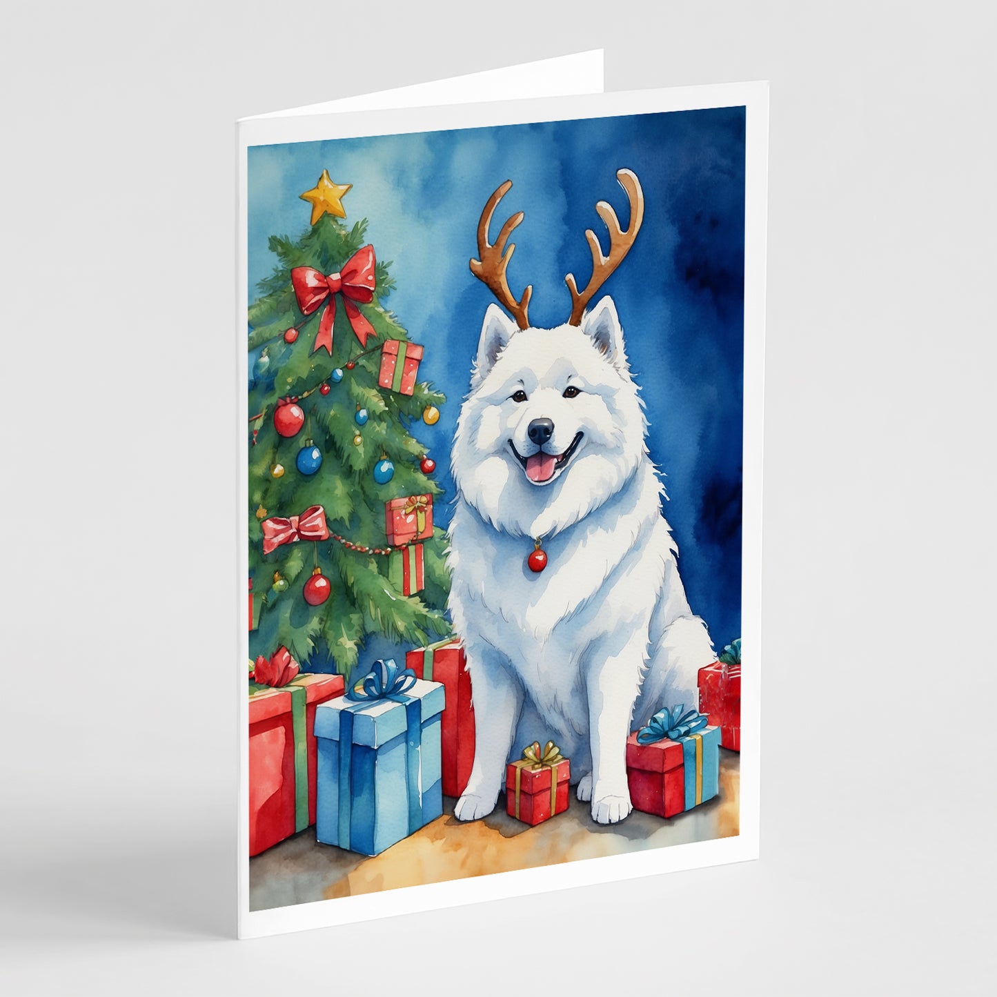 Buy this Samoyed Christmas Reindeer Greeting Cards Pack of 8