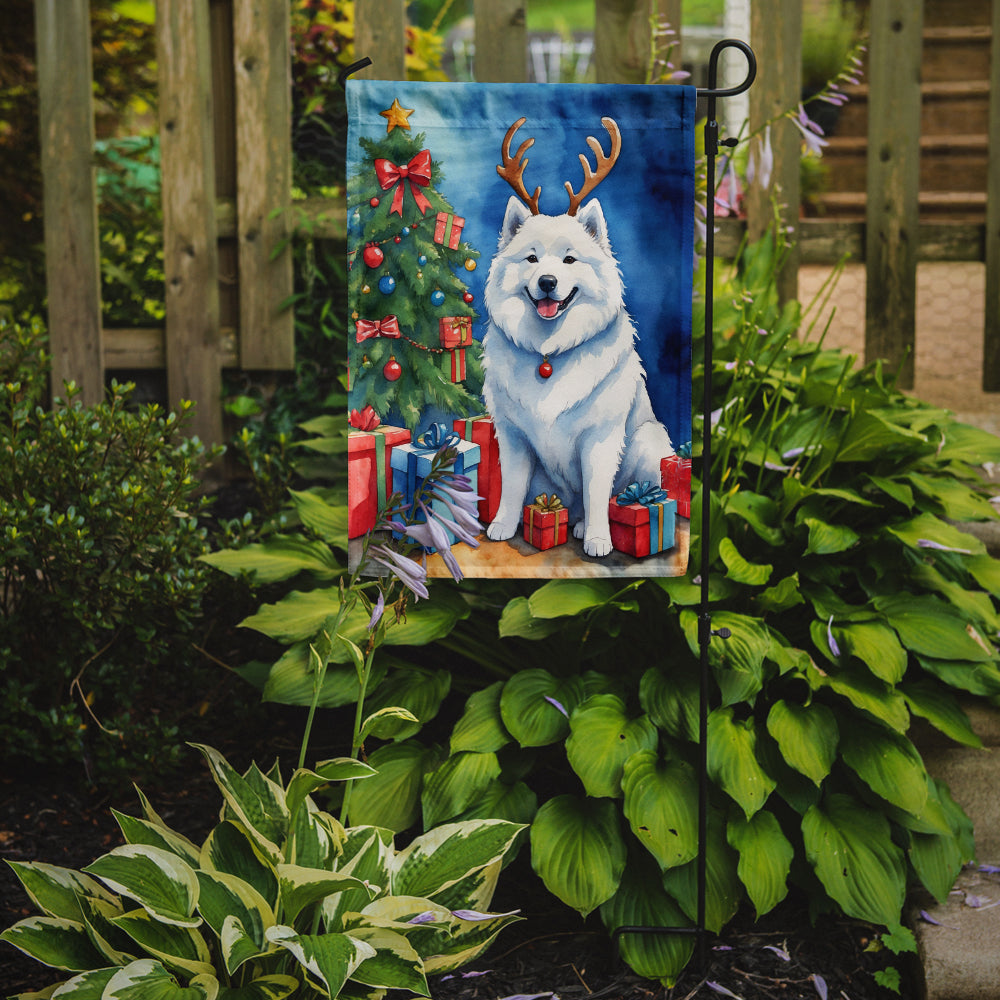 Samoyed Christmas Reindeer Garden Flag