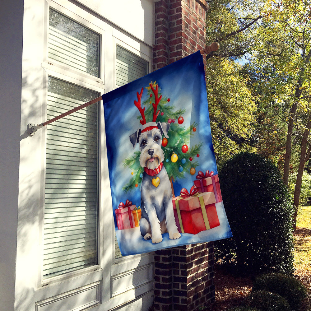 Schnauzer Christmas Reindeer House Flag