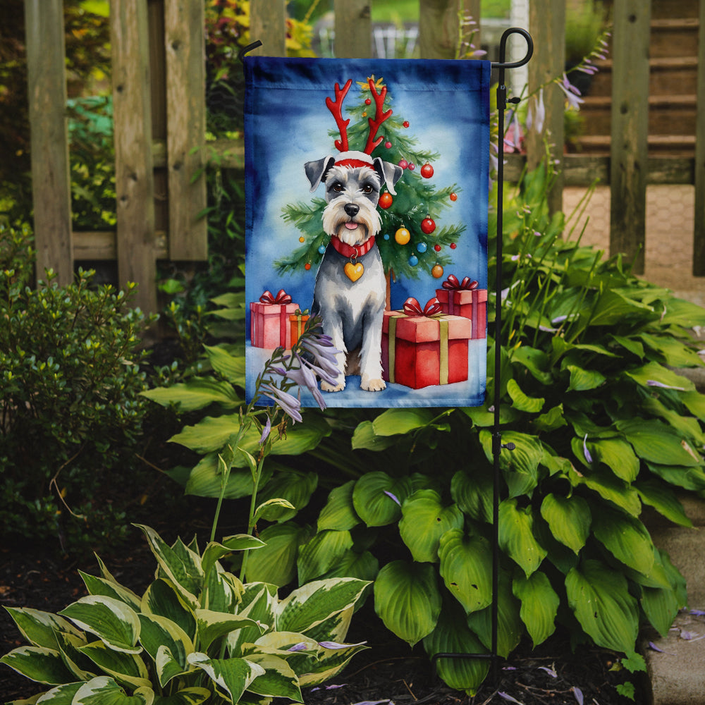 Schnauzer Christmas Reindeer Garden Flag