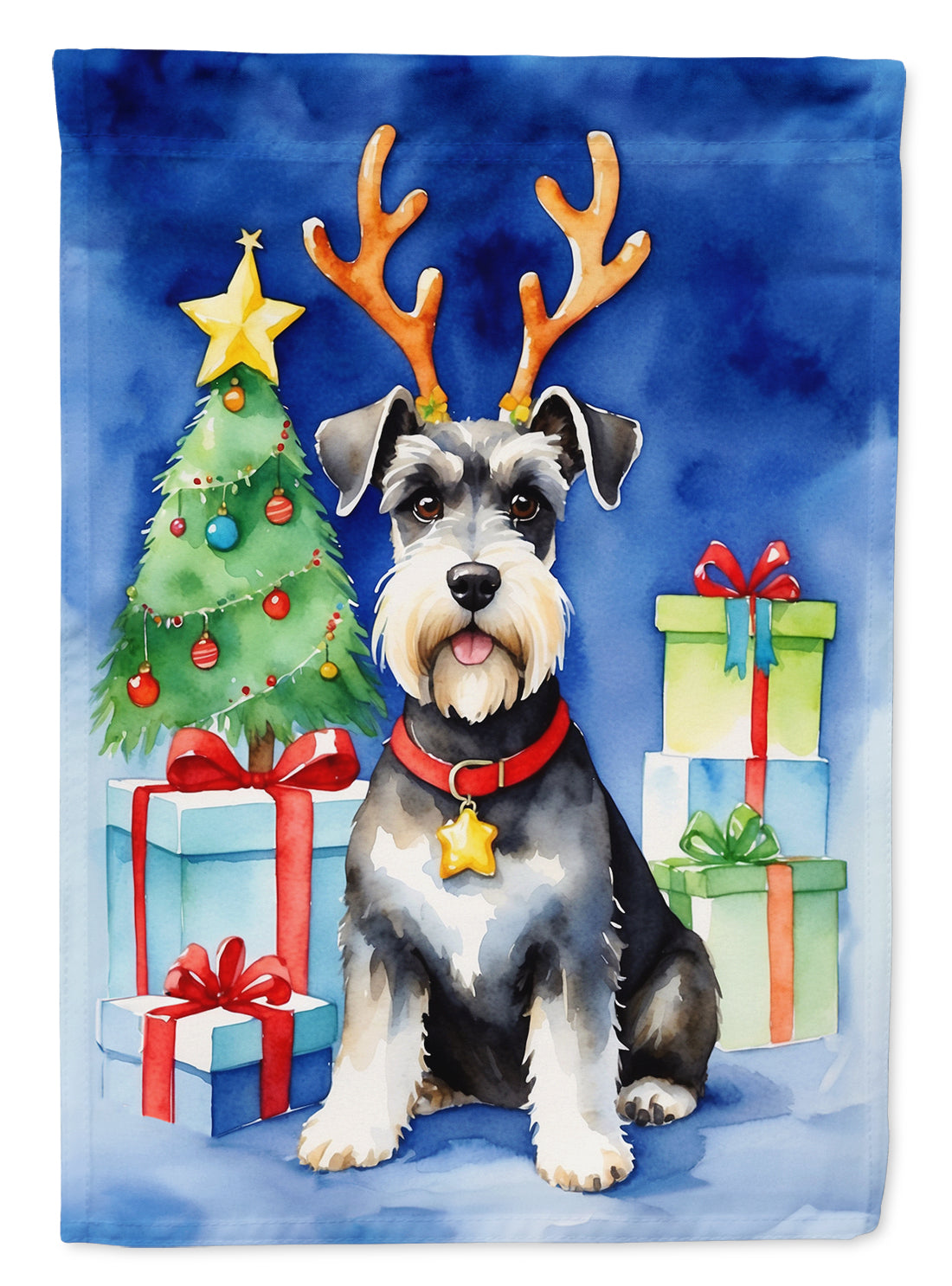 Buy this Schnauzer Christmas Reindeer House Flag