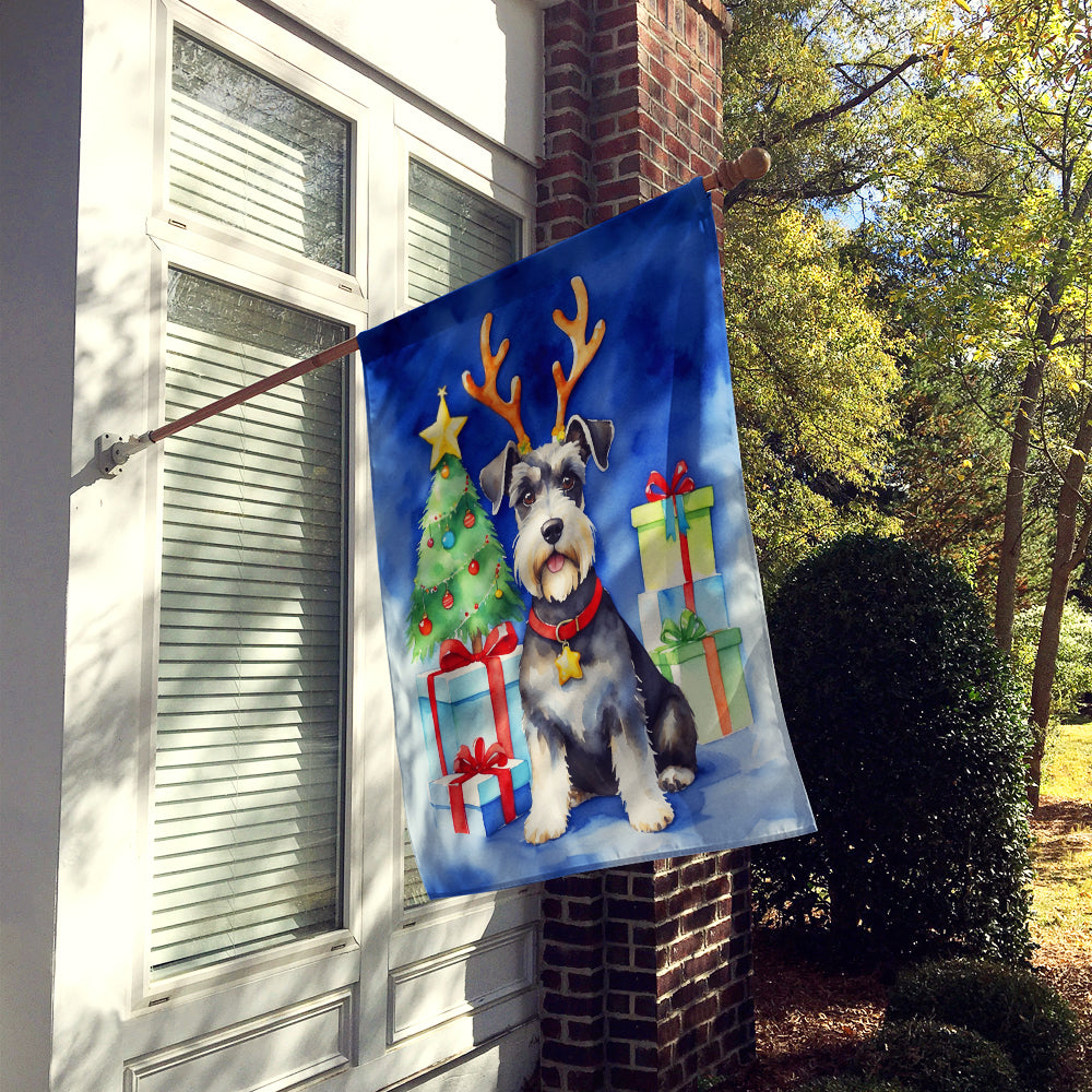 Schnauzer Christmas Reindeer House Flag