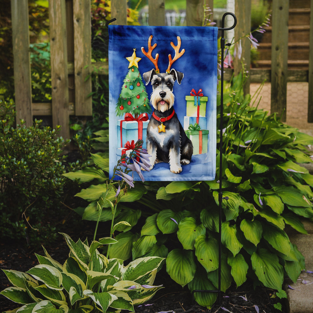 Schnauzer Christmas Reindeer Garden Flag