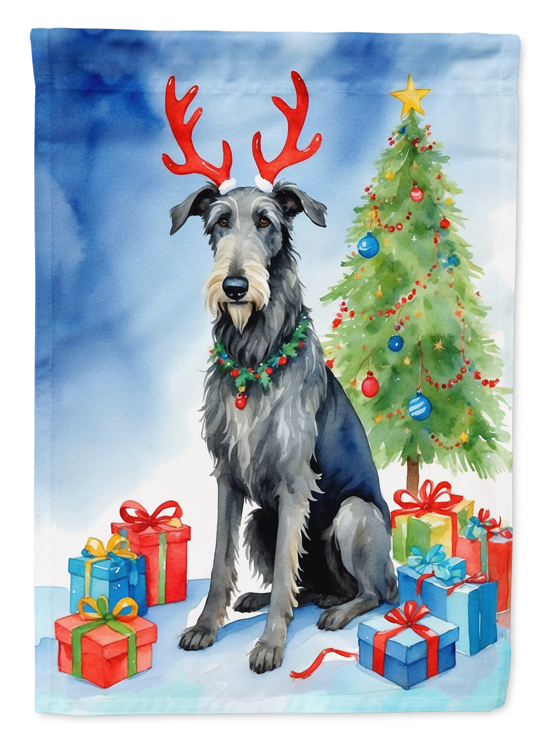 Buy this Scottish Deerhound Christmas Reindeer House Flag