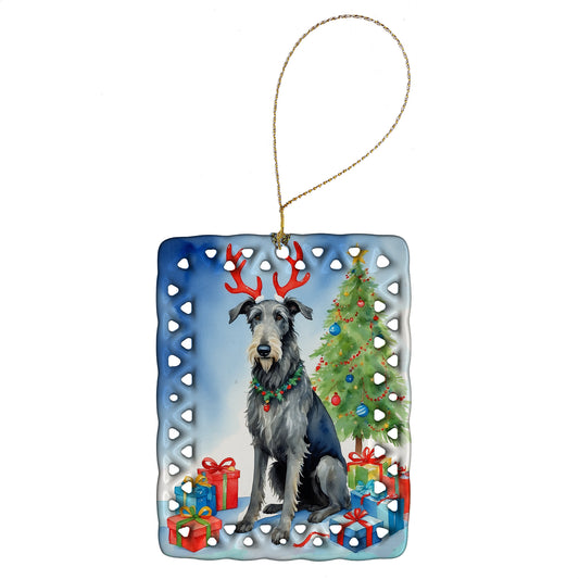 Buy this Scottish Deerhound Christmas Reindeer Porcelain Ornament