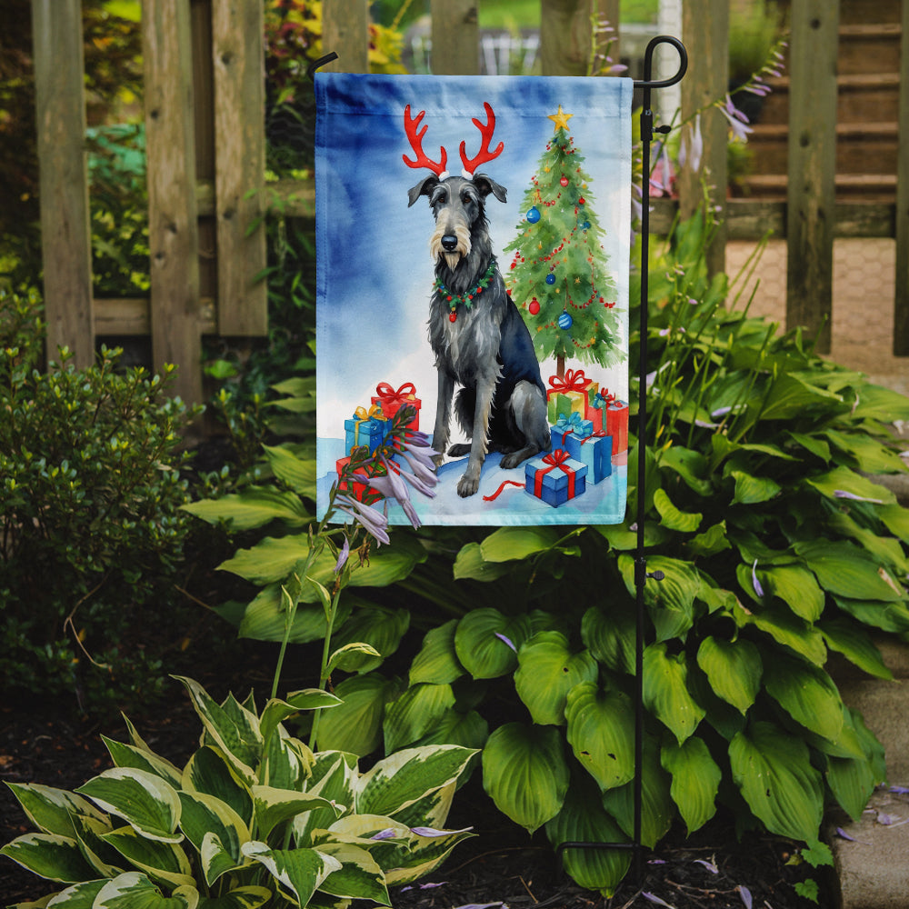 Scottish Deerhound Christmas Reindeer Garden Flag