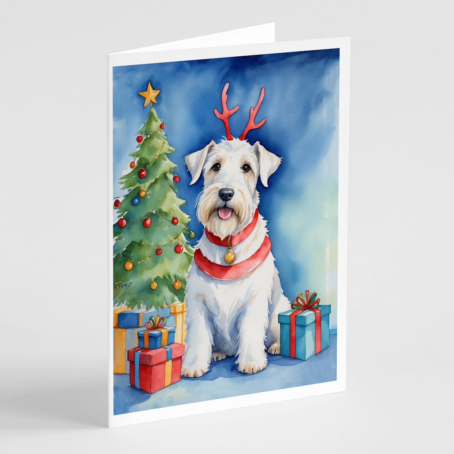 Buy this Sealyham Terrier Christmas Reindeer Greeting Cards Pack of 8