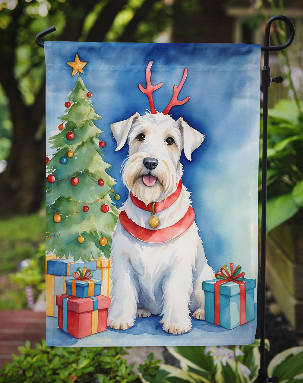 Sealyham Terrier Christmas Reindeer Garden Flag