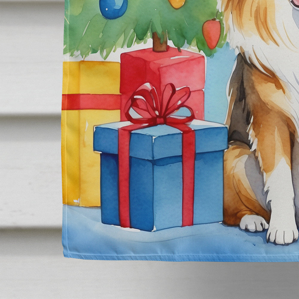 Sheltie Christmas Reindeer House Flag