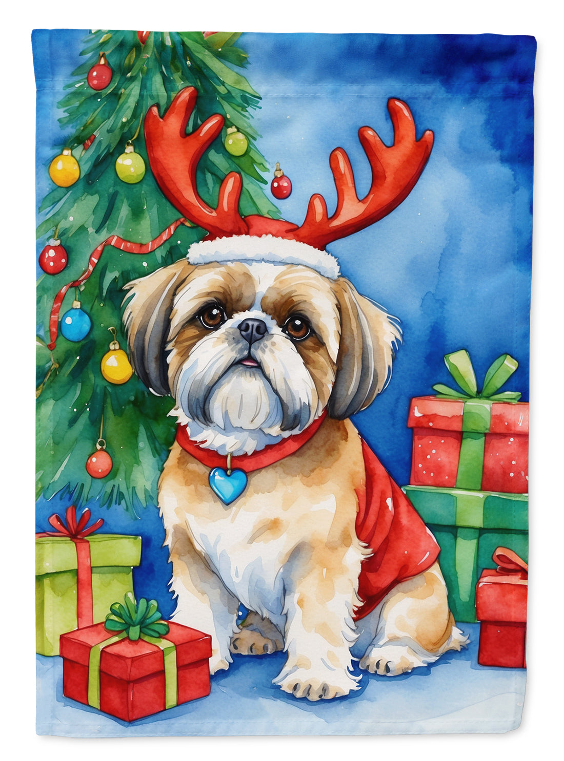 Buy this Shih Tzu Christmas Reindeer Garden Flag