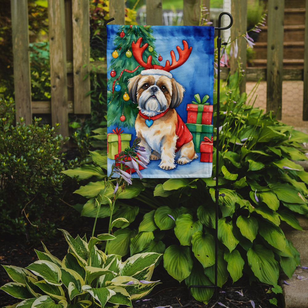 Shih Tzu Christmas Reindeer Garden Flag