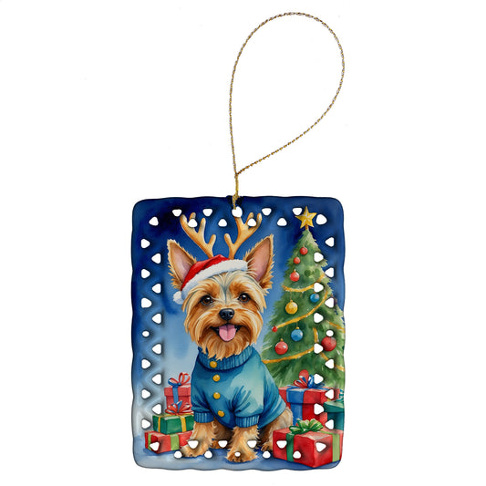 Buy this Silky Terrier Christmas Reindeer Porcelain Ornament