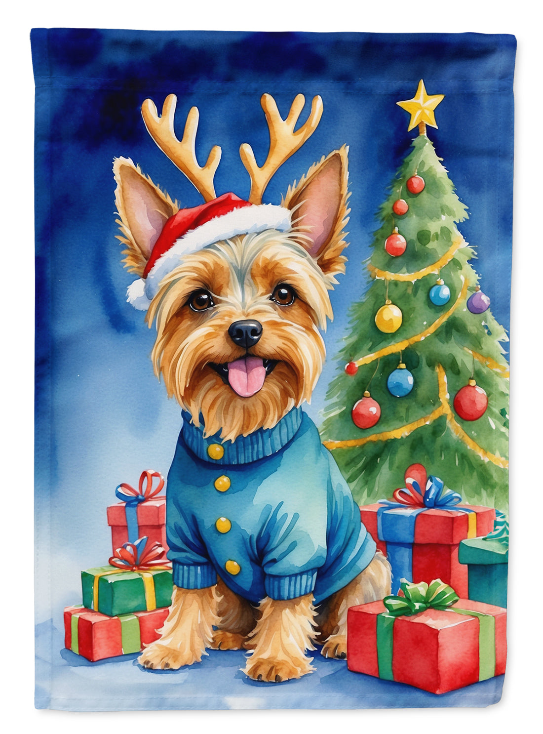 Buy this Silky Terrier Christmas Reindeer Garden Flag
