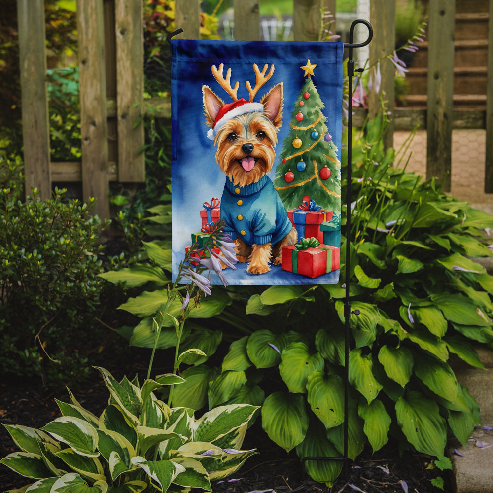 Silky Terrier Christmas Reindeer Garden Flag