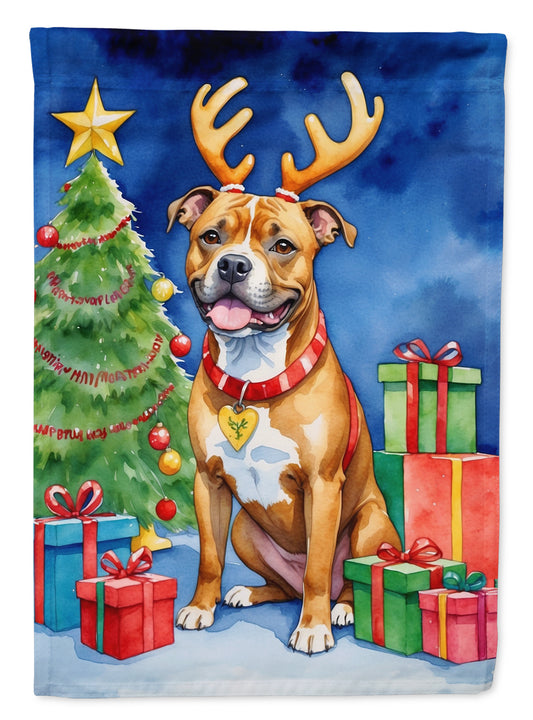 Buy this Staffordshire Bull Terrier Christmas Reindeer House Flag