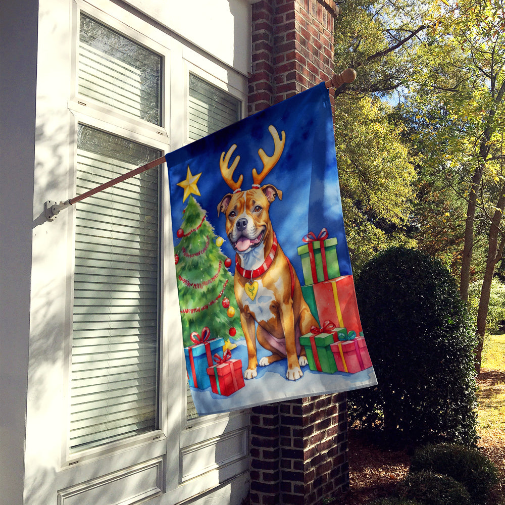 Staffordshire Bull Terrier Christmas Reindeer House Flag