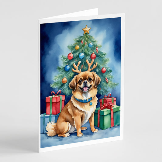 Buy this Tibetan Spaniel Christmas Reindeer Greeting Cards Pack of 8