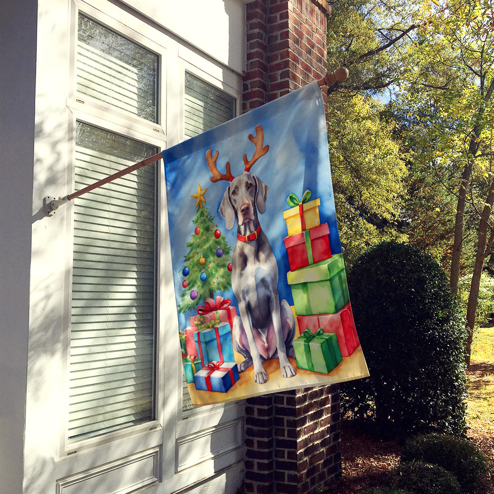 Weimaraner Christmas Reindeer House Flag