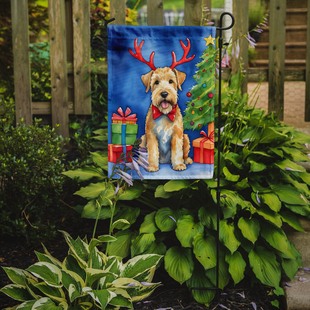 Wheaten Terrier Christmas Reindeer Garden Flag