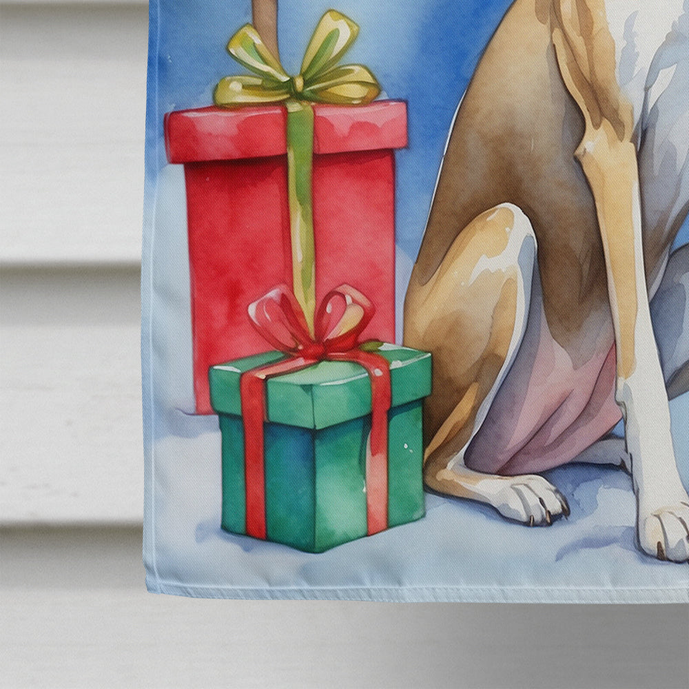 Whippet Christmas Reindeer House Flag